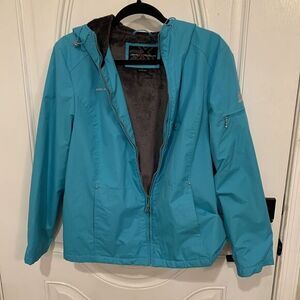 ZEROXPOSUR Sz L‎ Women's Jacket  Full Zip 2 Pockets with  Zips & hoodie raincoat